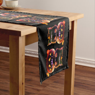 Halloween Party Black Cat Pumpkin Night Horror Short Table Runner