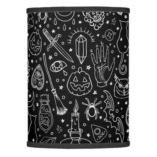 Halloween Party Black Doodle Pattern Lamp Shade (Front)