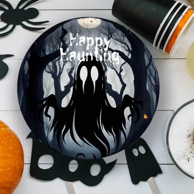 Halloween Party Black Ghost Boos and Booze  Paper Plates (Creator Uploaded)
