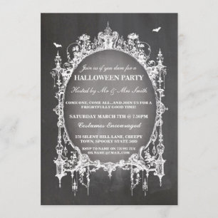 Halloween Party Black Gothic Spider Frame Invite