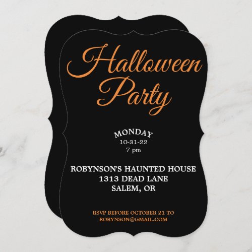 Halloween Party Black Invitation