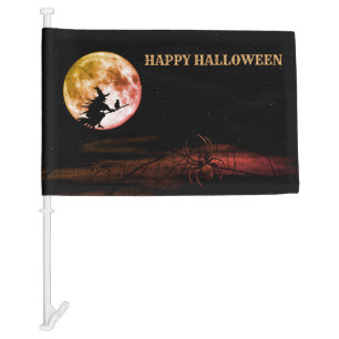 Halloween Party Black Night Full Moon Scary Car Flag