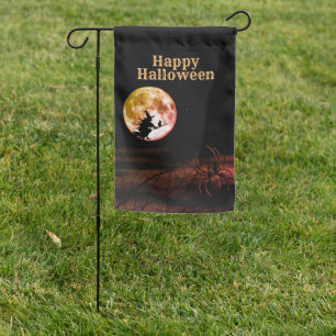 Halloween Party Black Night Full Moon Scary Garden Flag