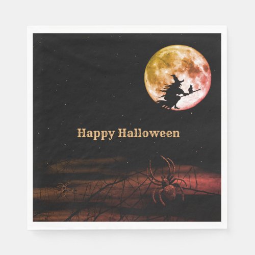 Halloween Party Black Night Full Moon Scary Napkins