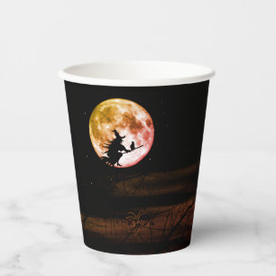 Halloween Party Black Night Full Moon Scary Paper Cups
