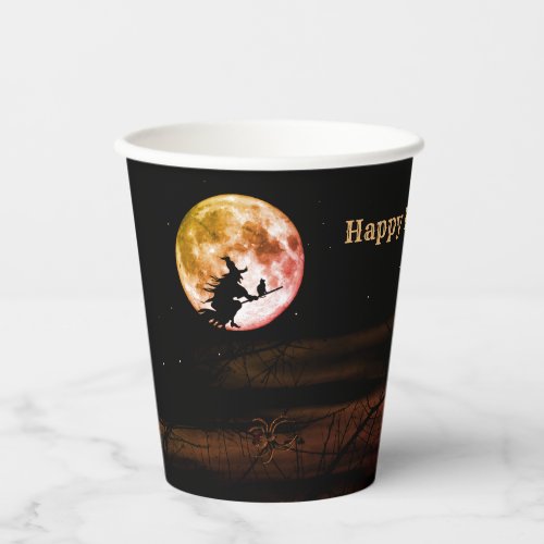 Halloween Party Black Night Full Moon Scary Paper Cups