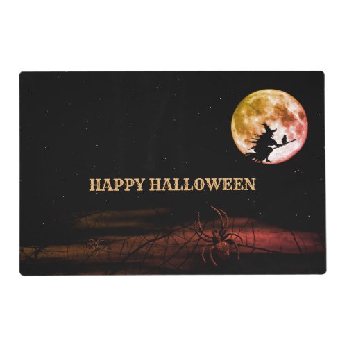 Halloween Party Black Night Full Moon Scary Paper Placemat