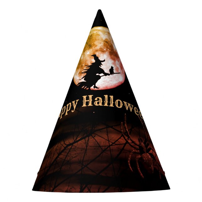 Halloween Party Black Night Full Moon Scary Party Hat (Front)