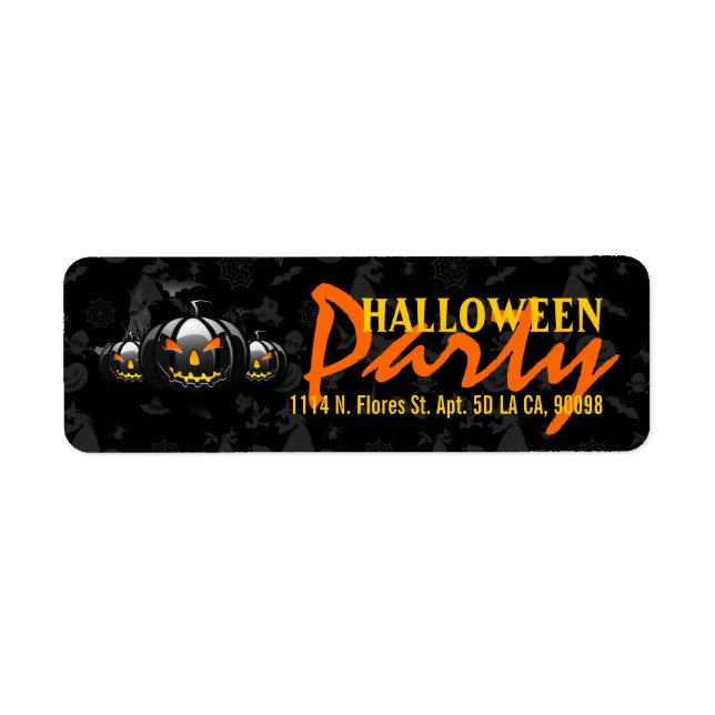 Halloween Party Black Pumpkins Goth Style Label (Front)