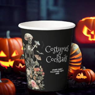 Halloween Party Black Spooky Costume & Cocktails Paper Cups