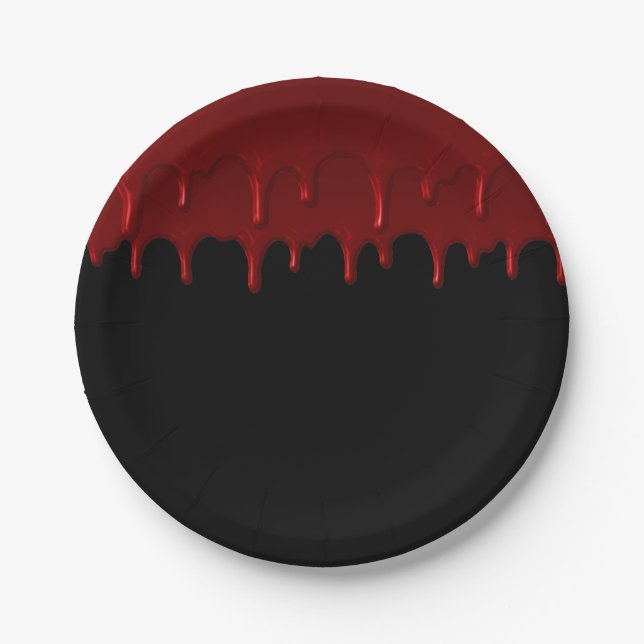Halloween Party Bloody Drips Red Paper Plates (Front)