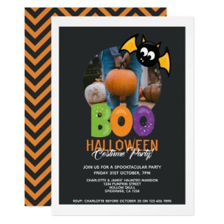 Halloween Party Boo And Bat Personalized Invitation