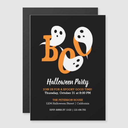 Halloween Party Boo Ghosts Black Invitation Magnet