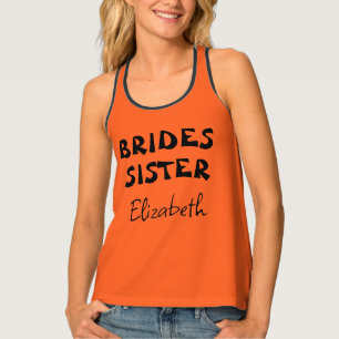 Halloween Party Brides Sister Orange Name Tank Top
