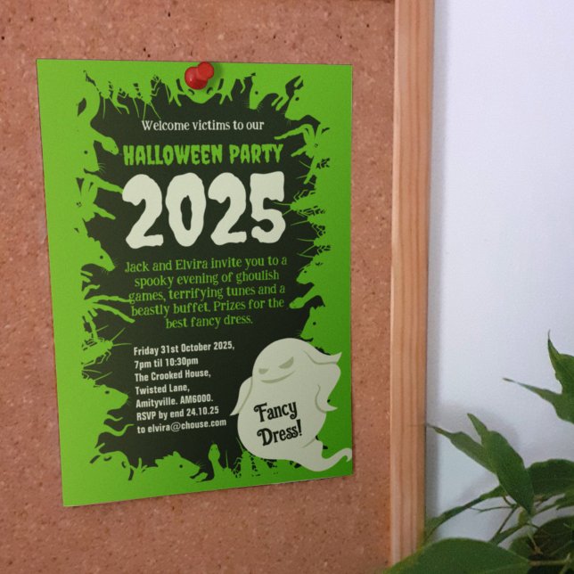 Halloween Party Bright Green Rats Creepy Crawlies Invitation (Creator Uploaded)