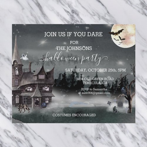 Halloween Party Budget Haunted house Watercolor