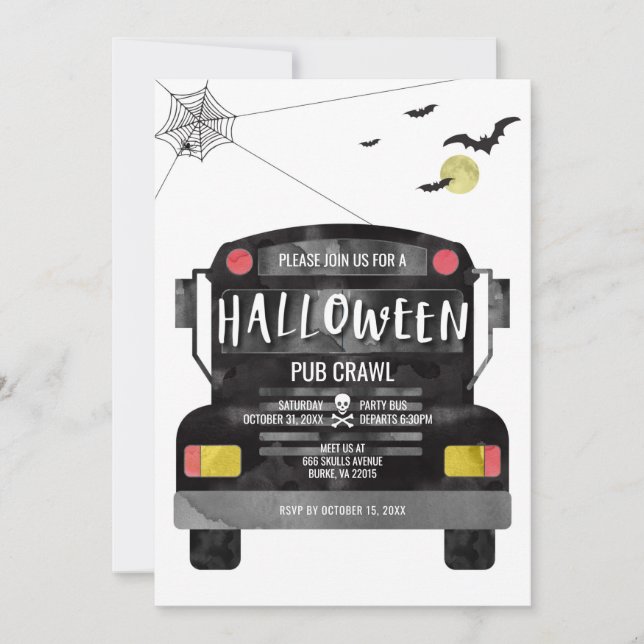 Halloween Party Bus Invitation (Front)