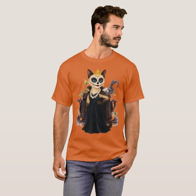 Halloween Party by Siamese Cat Witch T-Shirt (Front Full)