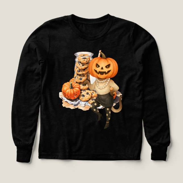 Halloween Party by Siamese Cat with Pumpkin Tri-Blend Shirts (Design Front)