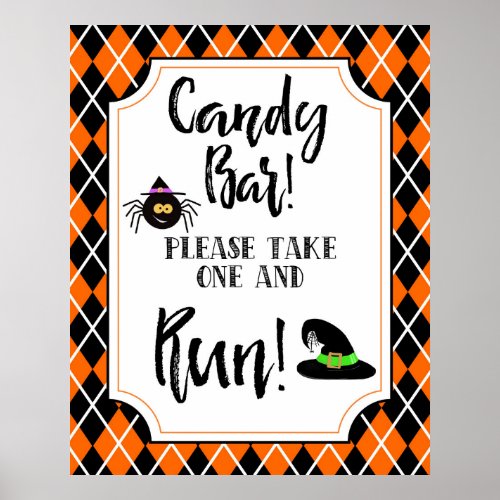 halloween party candy bar grab and run sign