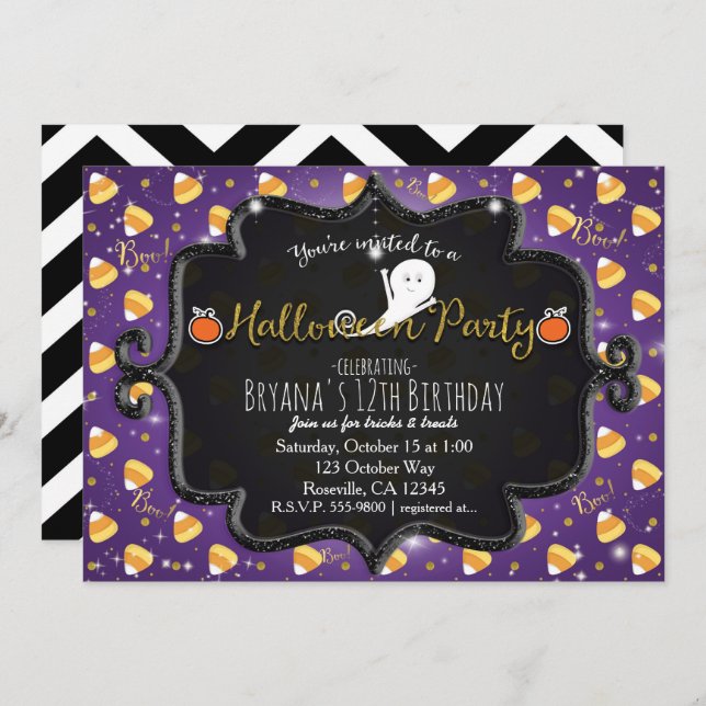 HALLOWEEN PARTY Candy Corn Ghost Invitation (Front/Back)