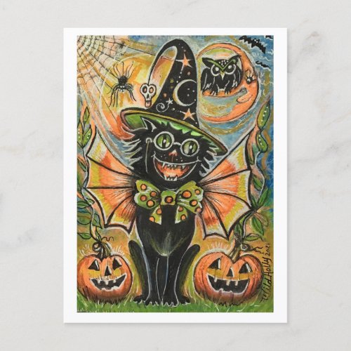 Halloween Party Cat Postcard