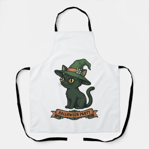 Halloween Party Cat Vintage Vector Design_1 Apron