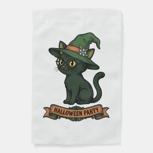 Halloween Party Cat Vintage Vector Design_1 Garden Flag