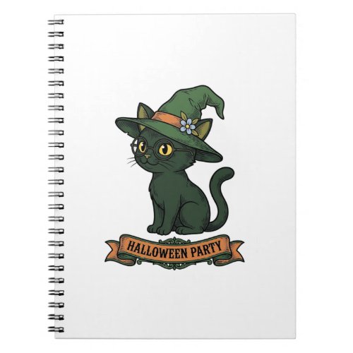 Halloween Party Cat Vintage Vector Design_1 Notebook