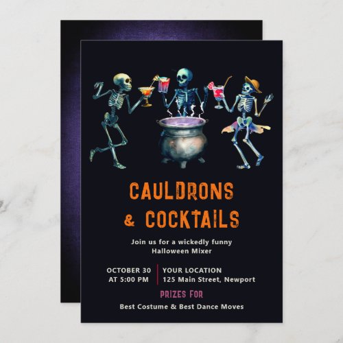 Halloween Party Cauldron Cocktail Mixer Funny Dark Invitation