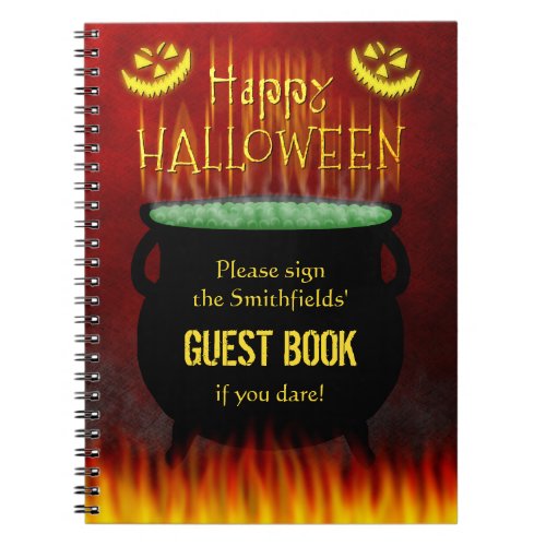 Halloween Party Cauldron Fire Guest Book