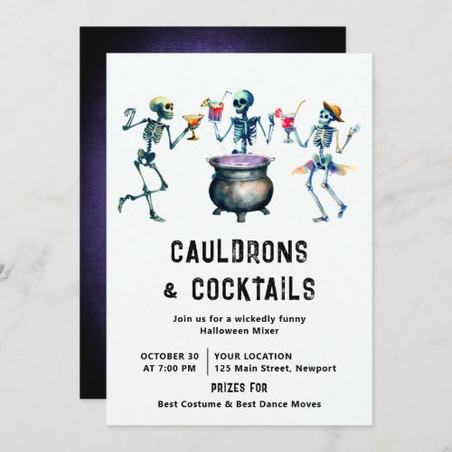 Halloween Party Cauldrons Cocktails Mixer Funny Invitation