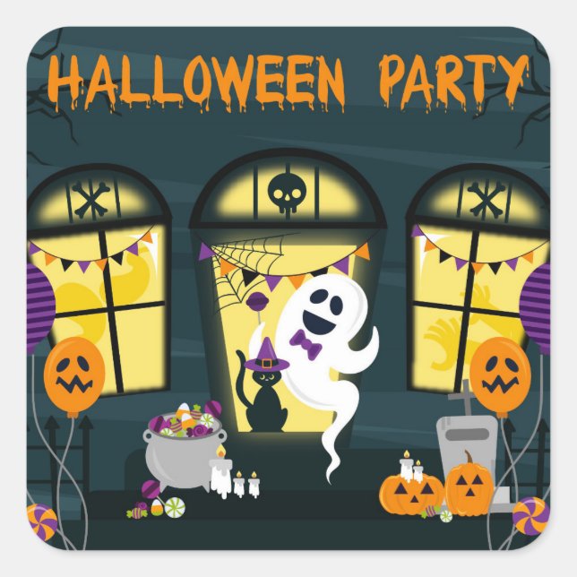Halloween Party Celebration Square Sticker (Front)