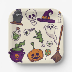 Halloween Party Characters Collections, Halloween  Paper Plates