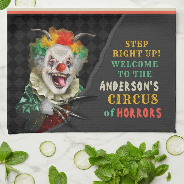 Halloween Party Circus Clown Scary Carnival Custom Kitchen Towel (Folded)