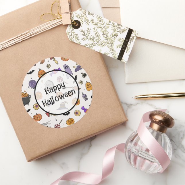 Halloween Party Classic Round Sticker (Gifting)