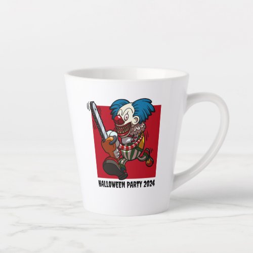 Halloween Party Colourful Chainsaw Clown Cartoon Latte Mug