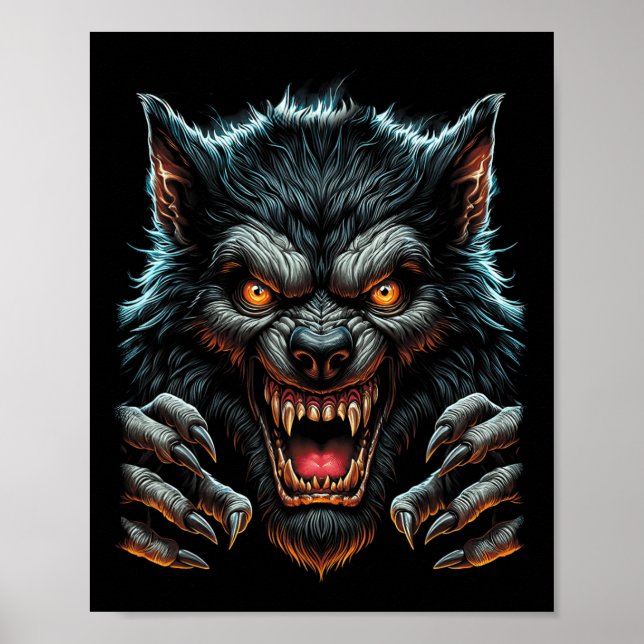 Halloween Party Costume Angry Werewolf Wolfman  Poster (Front)
