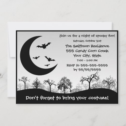 Halloween Party Costume Contest Black and White Invitation