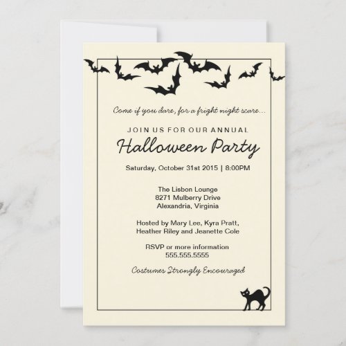 Halloween Party  Costume Party  Adult Holiday Invitation