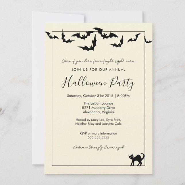 Halloween Party, Costume Party, Simple Halloween Invitation (Front)