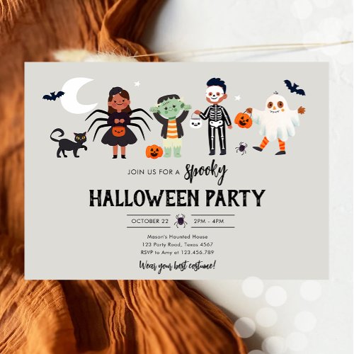 Halloween Party Costume Spooky Kids Birthday Invitation