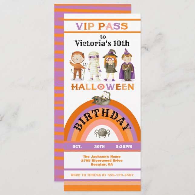 Halloween Party Costume VIP pass ticket Invitation (Front/Back)