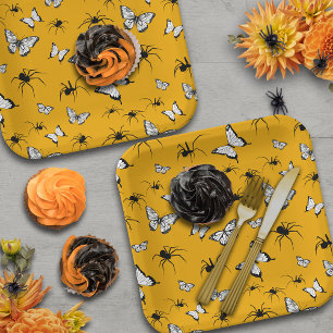 Halloween Party Cottagecore Butterflies Spiders Paper Plates