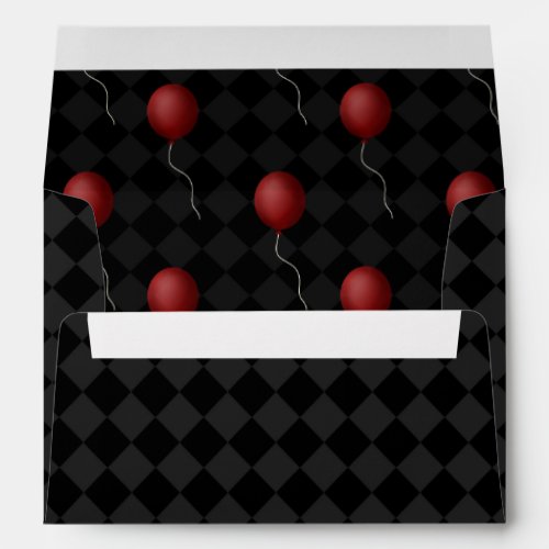 Halloween Party Creepy Black Harlequin Red Balloon Envelope