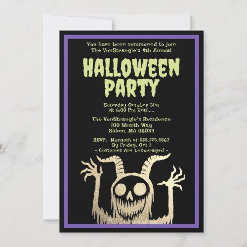  Halloween Party Creepy Demonic Monster Invitation