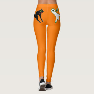 Halloween Party Creepy Scary Cat Cute Ghost Orange Leggings