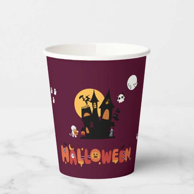 HALLOWEEN Party Cup – Haunted House & Pumpkin  (Left)