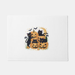 Halloween Party Cute Black Cats and Pumpkins Hallo Doormat