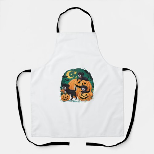 Halloween Party Cute Black Dogs and Pumpkins Hallo Apron